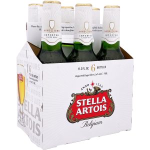 Bottles of Stella Artois.