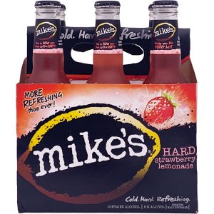 Bottles of Mikes Hard Strawberry Lemonade.